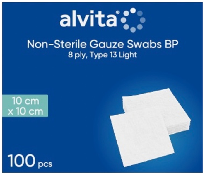 Alvita Gauze Swab Square Non-Sterile 10cm2 (100) 