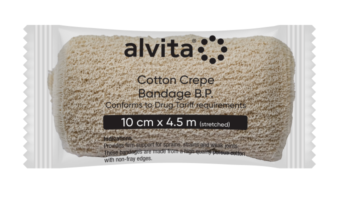 Alvita Cotton Crepe Bandage BP / 10cm x 4.5m 